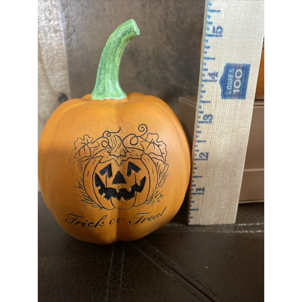 Resin trick or treat pumpkin fall Halloween‎ kitchen home decor vintage Set Of 6